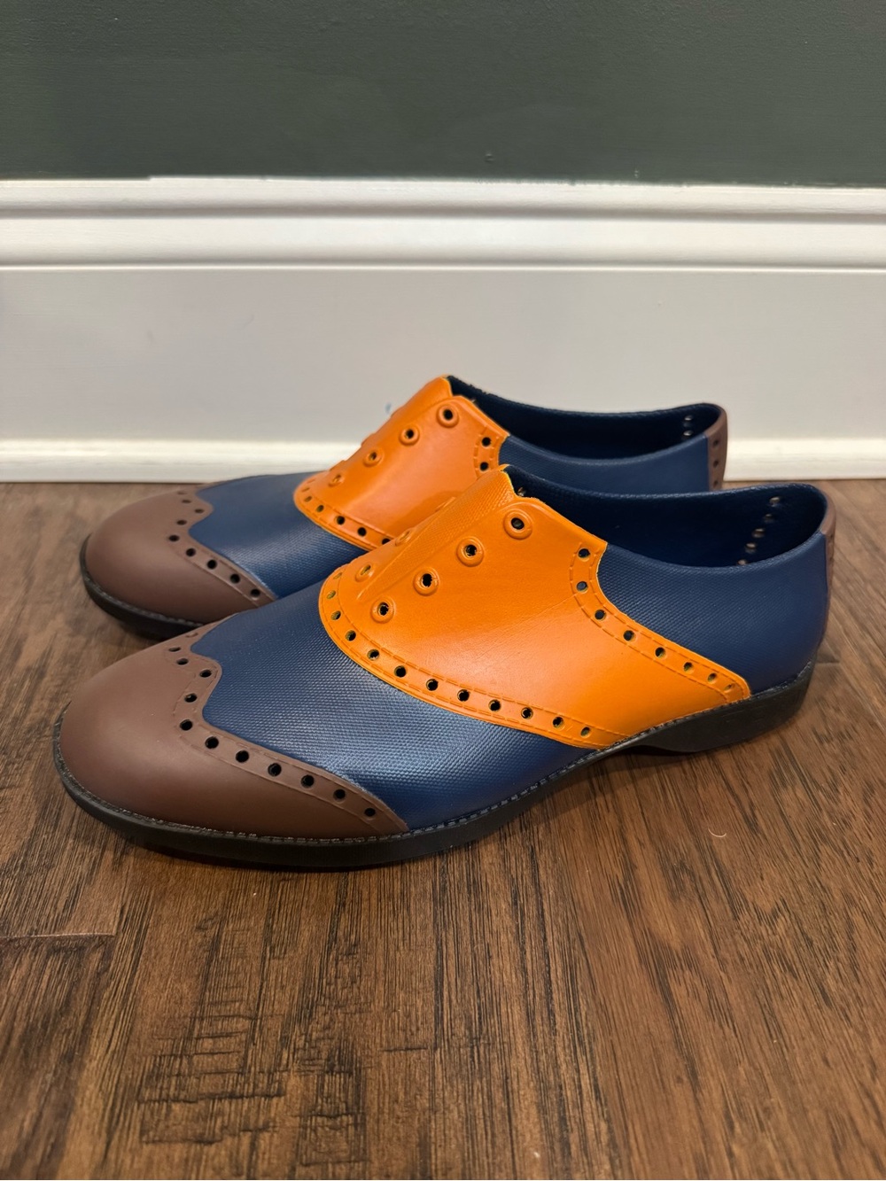 Women's Navy Blue, Orange & Brown Athletic Slip-On Shoes